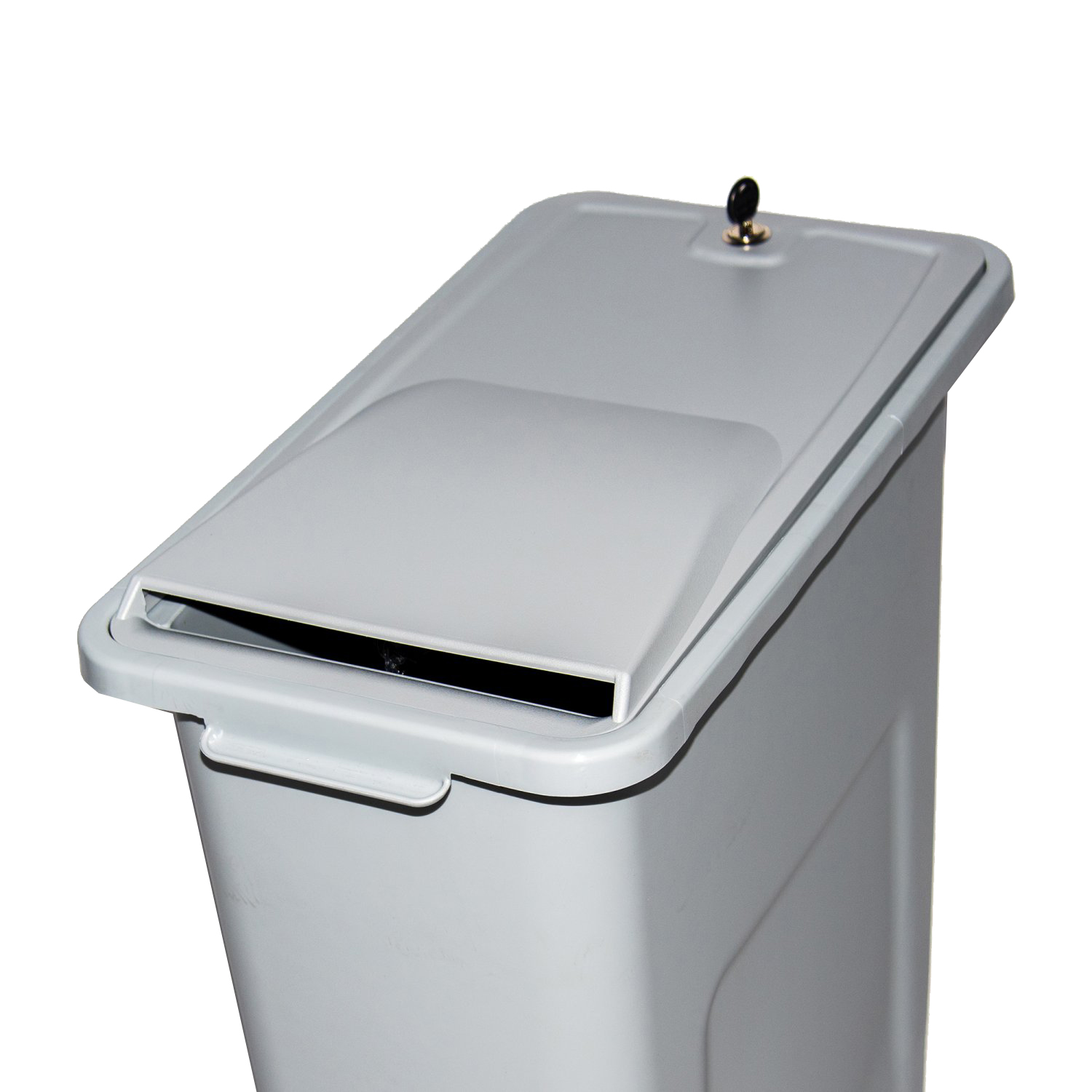 SHRED-L-44-LOCK Shredinator Dispose of confidential paper in the Shredinator.
The Shredinator is a gray 87 liter bin for collecting confidential documents. Through the lid with lock, your collected documents are safe. By connecting several Shredinators with a connector you can create your own waste station. And by means of stickers you can indicate for which type of waste the bin is intended. We recommend buying a complete set, but you can also order the lid and connector separately.